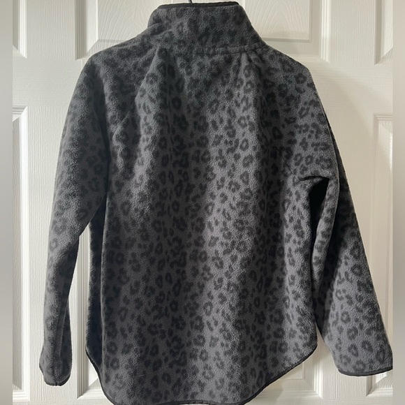 J. Crew Factory Gray Leopard Print Quilted Fleece Snap Pullover - Picture 3 of 7